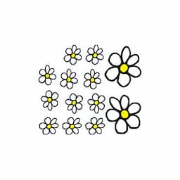 Sticker Flowers - wit/geel - 13.5x15.5cm